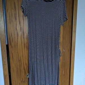 Black and white striped dress